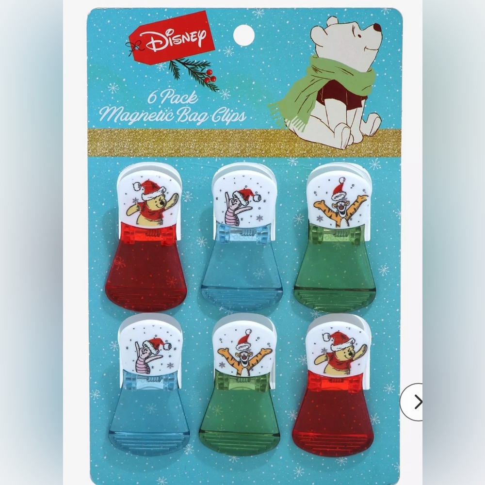 6 Pack Christmas Winnie the Pooh Magnetic Bag Clips